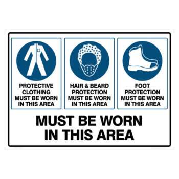 mandatory must be worn in this area (3 conditions), commercial kitchen sign, hospitality sign - cheap safety signs by savvy signs