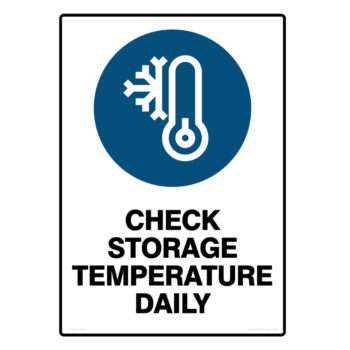 check storage temperature daily mandatory sign, commercial kitchen signs, hospitality signs - cheap safety signs by savvy signs