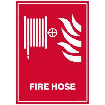 emergency fire hose (with pictogram) safety sign, copyright savvy signs, buy cheap safety signs