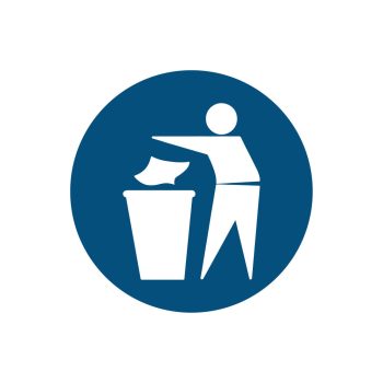 mandatory place litter in bin pictogram safety sign - cheap safety signs from savvy signs