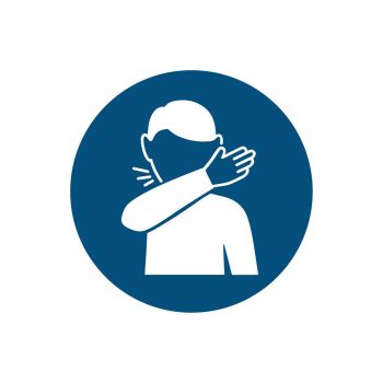 mandatory cough into arm pictogram safety sign - cheap safety signs from savvy signs